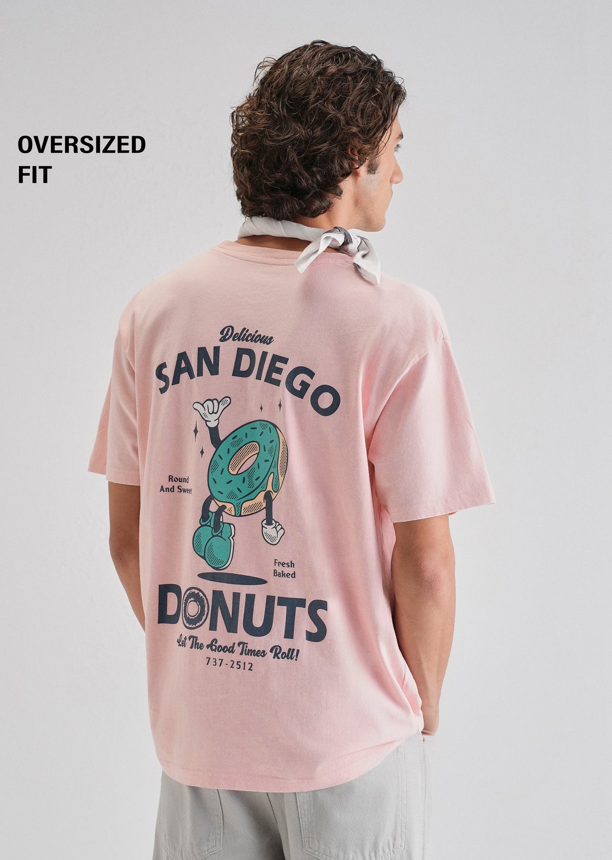 Pink Back Graphic Printed Oversized T-shirt