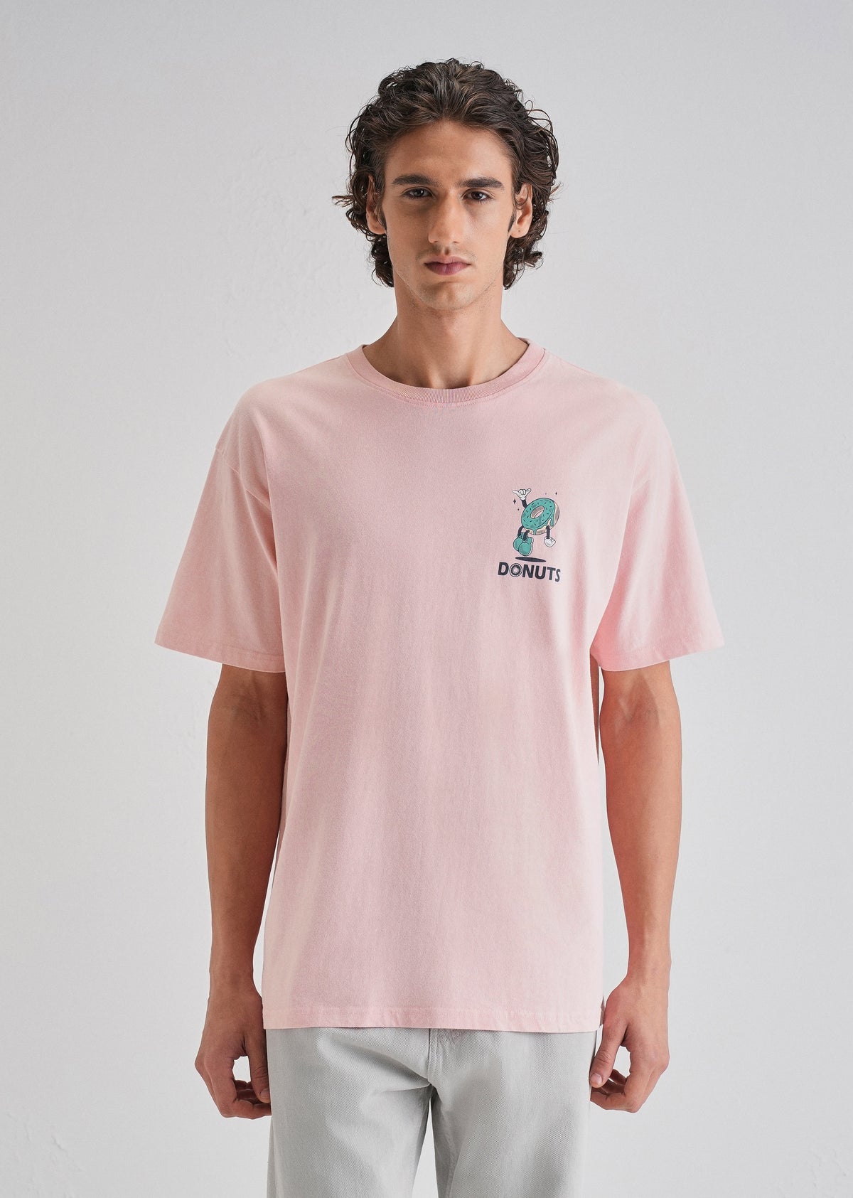 Pink Back Graphic Printed Oversized T-shirt