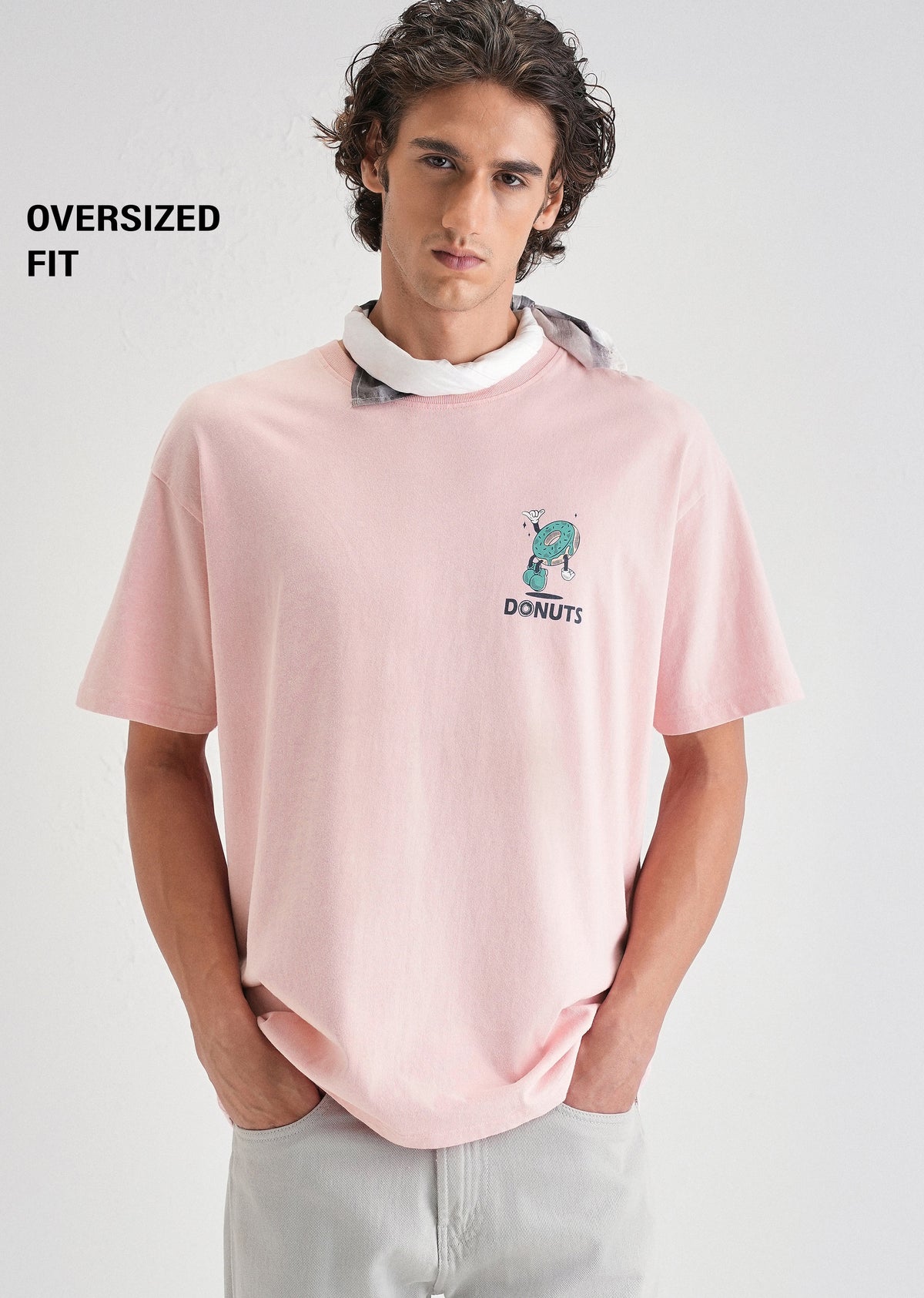 Pink Back Graphic Printed Oversized T-shirt