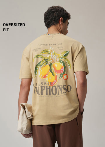 Tan Beige Back Printed Oversized T-Shirt